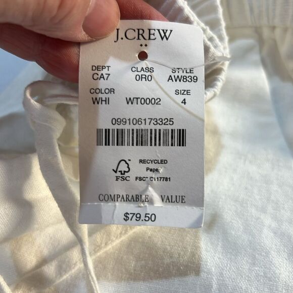 J. Crew Factory AW839 White linen blend draawstring pants NWT - Picture 8 of 11